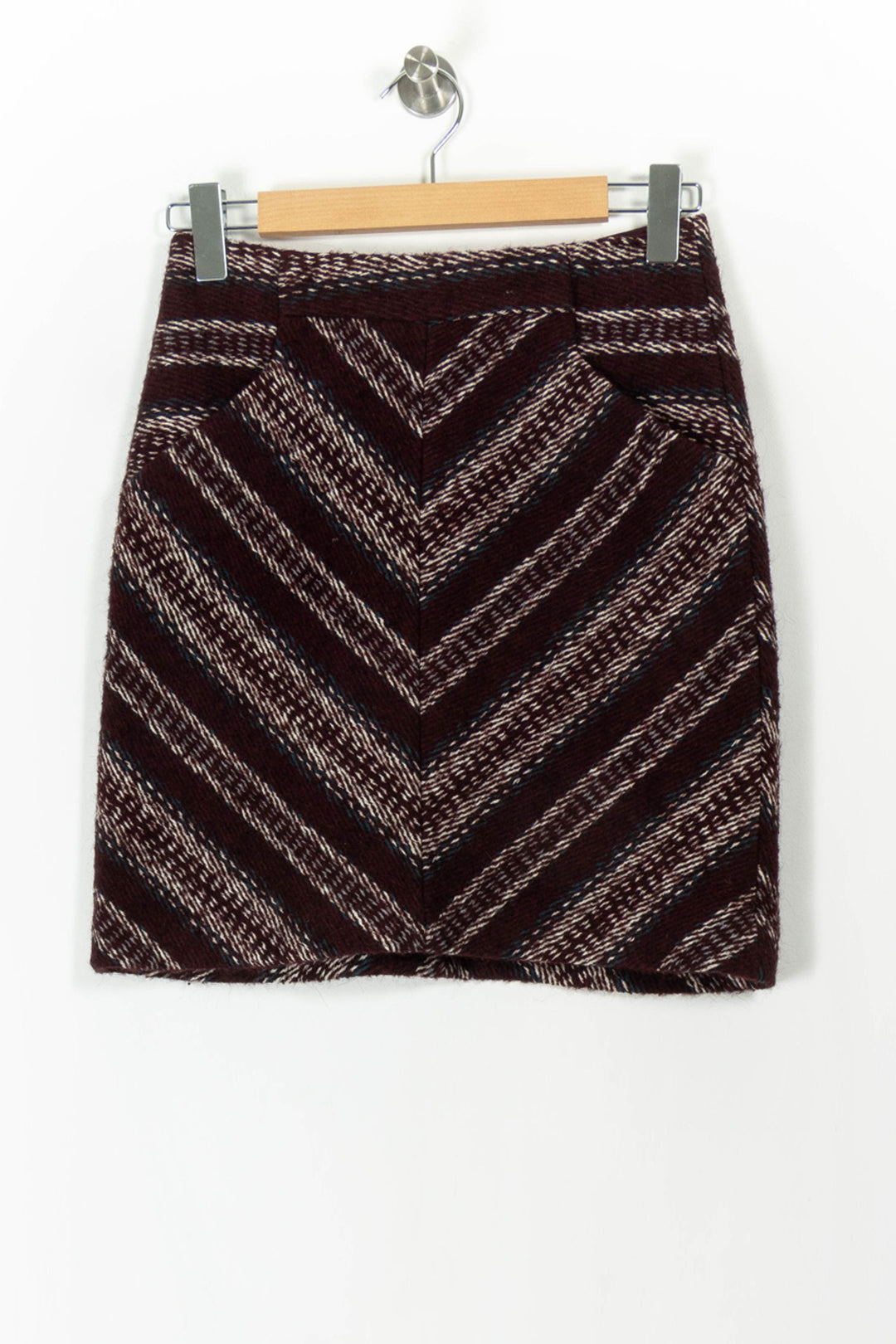 Jupe Courte Bordeaux et Beige - Taille S/36 de la marque Caroll | PARAD106556 - Vendu par Paradigme - Image 2