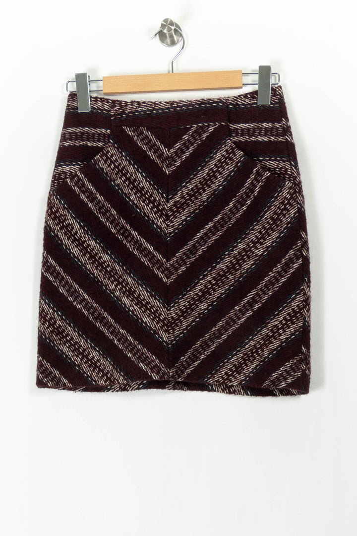 Jupe Courte Bordeaux et Beige - Taille S/36 de la marque Caroll | PARAD106556 - Vendu par Paradigme - Image 2