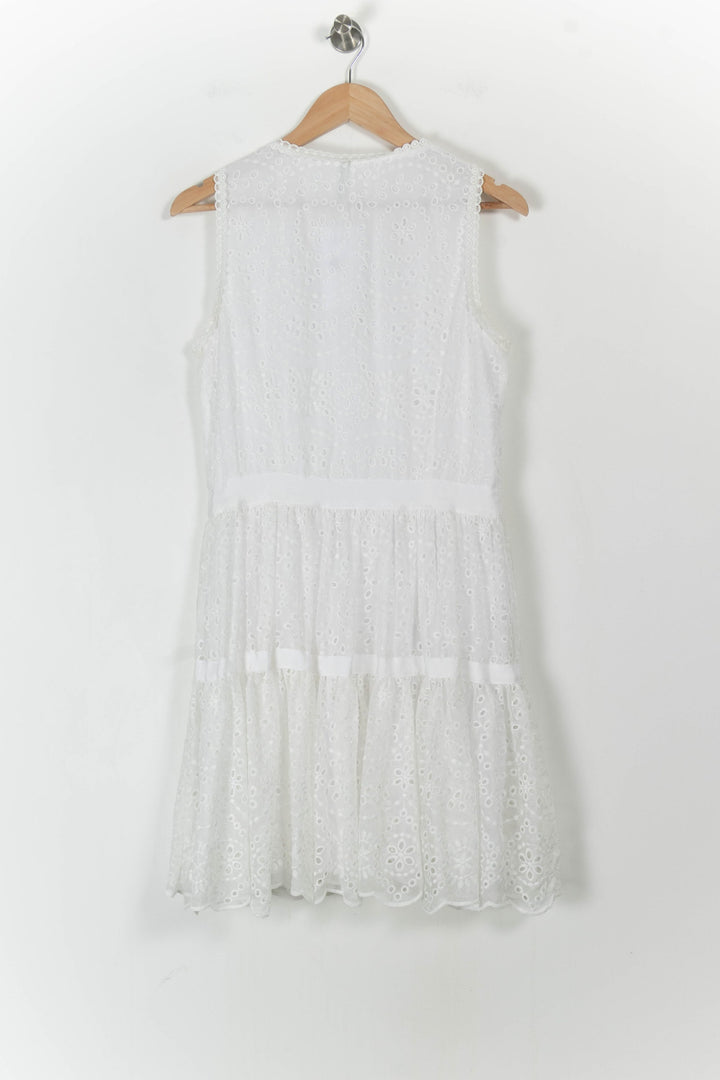 Robe Brodée Blanche - Taille M/38 de la marque Indies | PARAD106559 - Vendu par Paradigme - Image 4