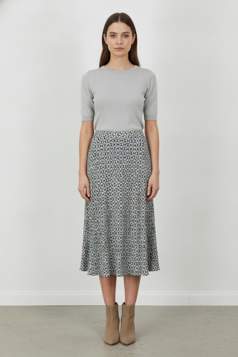Jupe Midi Grise et Noire - Taille XL/42 de la marque IKKS | PARAD106564 - Vendu par Paradigme - Image 1