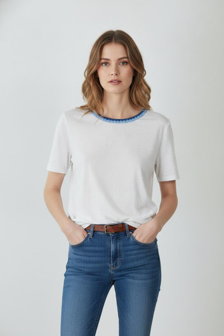 Tee-shirt Blanc et Bleu - Taille S/36 de la marque Pablo | PARAD106565 - Vendu par Paradigme - Image 1