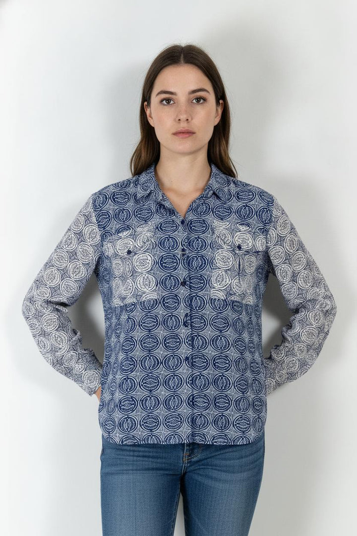 Chemise Bleu et Blanche - Taille S/36 de la marque Claudie Pierlot | PARAD106568 - Vendu par Paradigme - Image 1