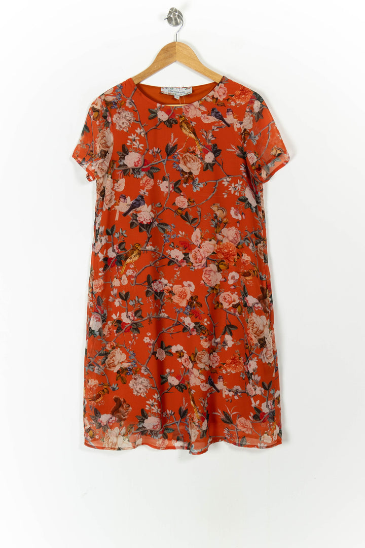 Robe Fleurie Orange et Rose - Taille S/36 de la marque La Fée Maraboutée | PARAD106575 - Vendu par Paradigme - Image 2