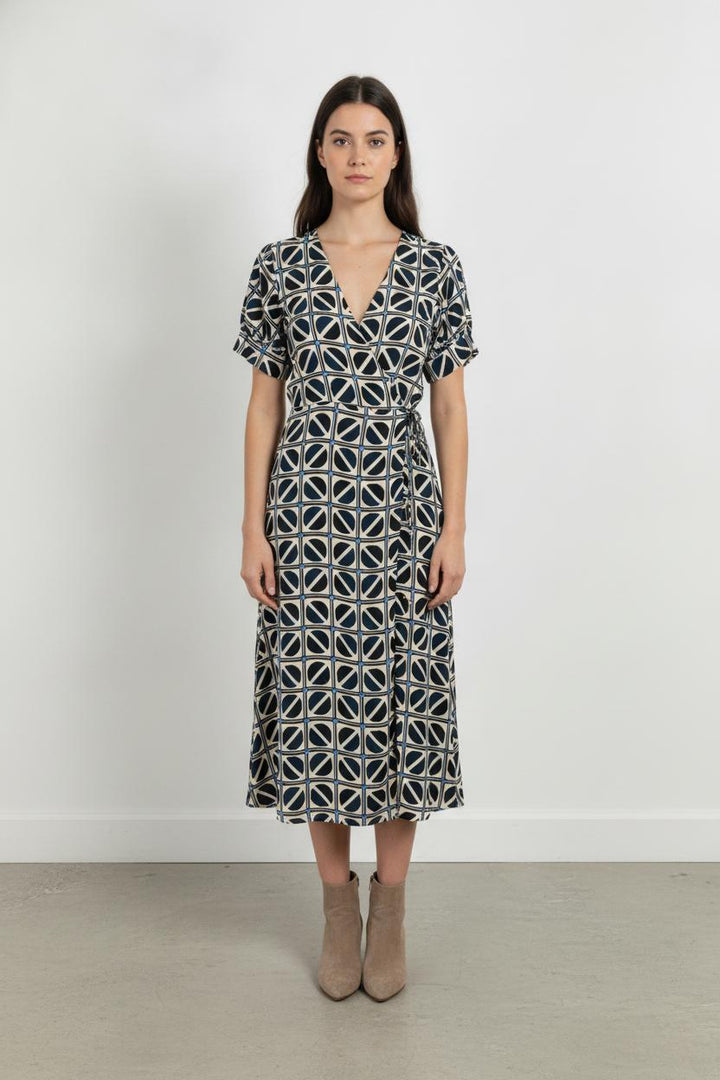Robe Longue Bleu et Beige - Taille S/36 de la marque La Fée Maraboutée | PARAD106576 - Vendu par Paradigme - Image 1