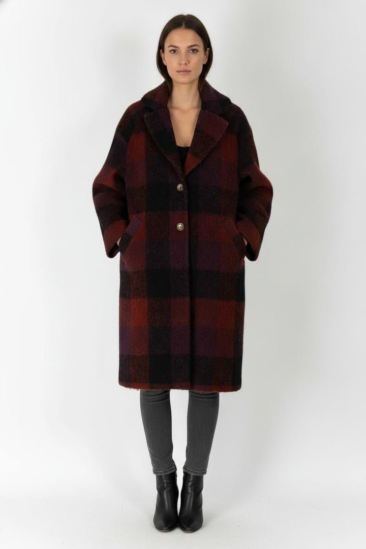 Manteau Épais Rouge et Noir - Taille M/38 de la marque La Fée Maraboutée | PARAD106577 - Vendu par Paradigme - Image 1