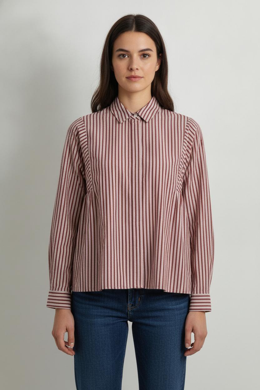 Chemise Rayée Blanche et Rouge - Taille XS/34 de la marque Balzac Paris | PARAD106587 - Vendu par Paradigme - Image 1