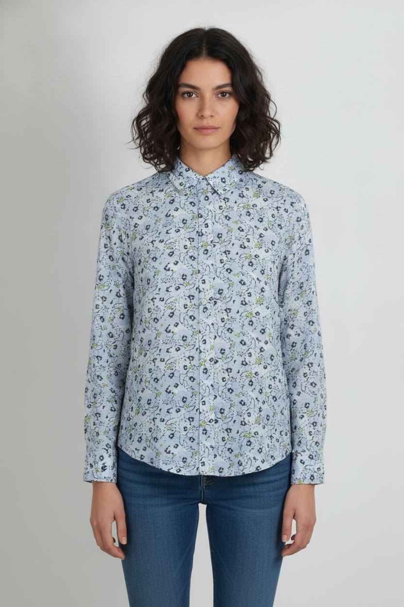 Chemise Fleurie Bleue - Taille S/36 de la marque La Redoute Collections | PARAD106596 - Vendu par Paradigme - Image 1