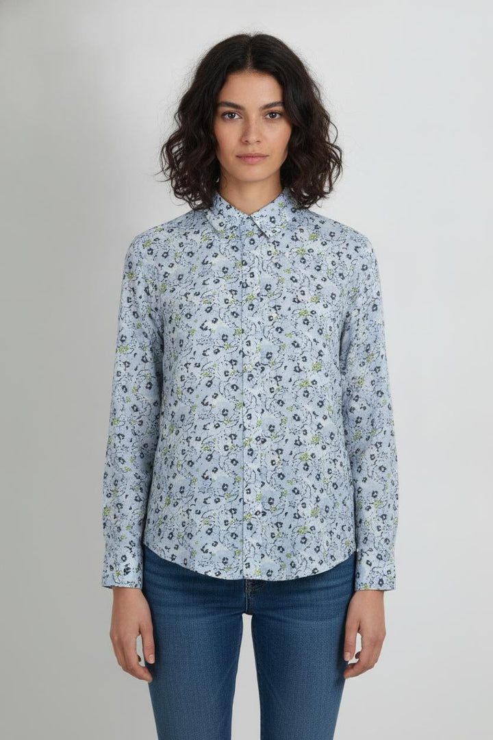Chemise Fleurie Bleue - Taille S/36 de la marque La Redoute Collections | PARAD106596 - Vendu par Paradigme - Image 1