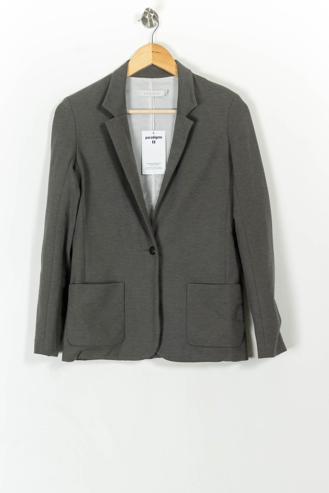 Blazer Gris - Taille S/36 de la marque Sandro | PARAD106603 - Vendu par Paradigme - Image 2