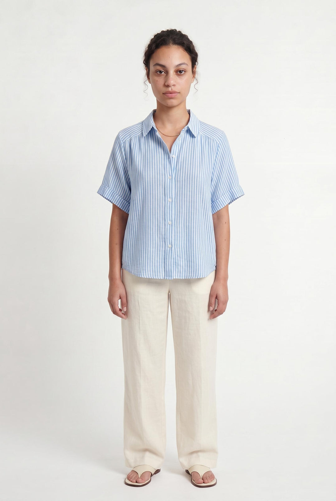 Chemise à Rayures Bleue et Blanche - Taille L/40 de la marque Grace & Mila | PARAD106608 - Vendu par Paradigme - Image 1