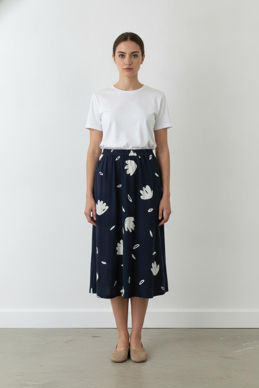 Jupe Mi-Longue Bleu et Blanc - Taille S/36 de la marque Des petits hauts | PARAD106611 - Vendu par Paradigme - Image 1