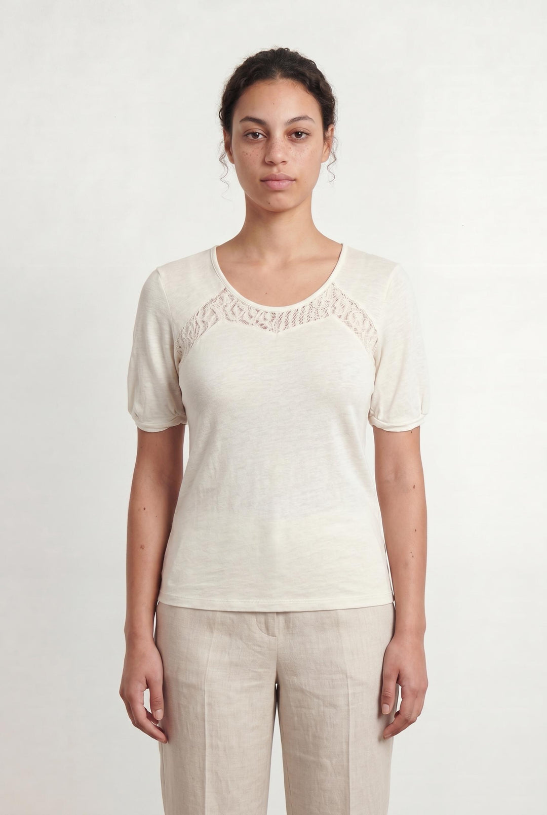 T-shirt Beige - Taille L/40 de la marque Maje | PARAD106626 - Vendu par Paradigme - Image 1