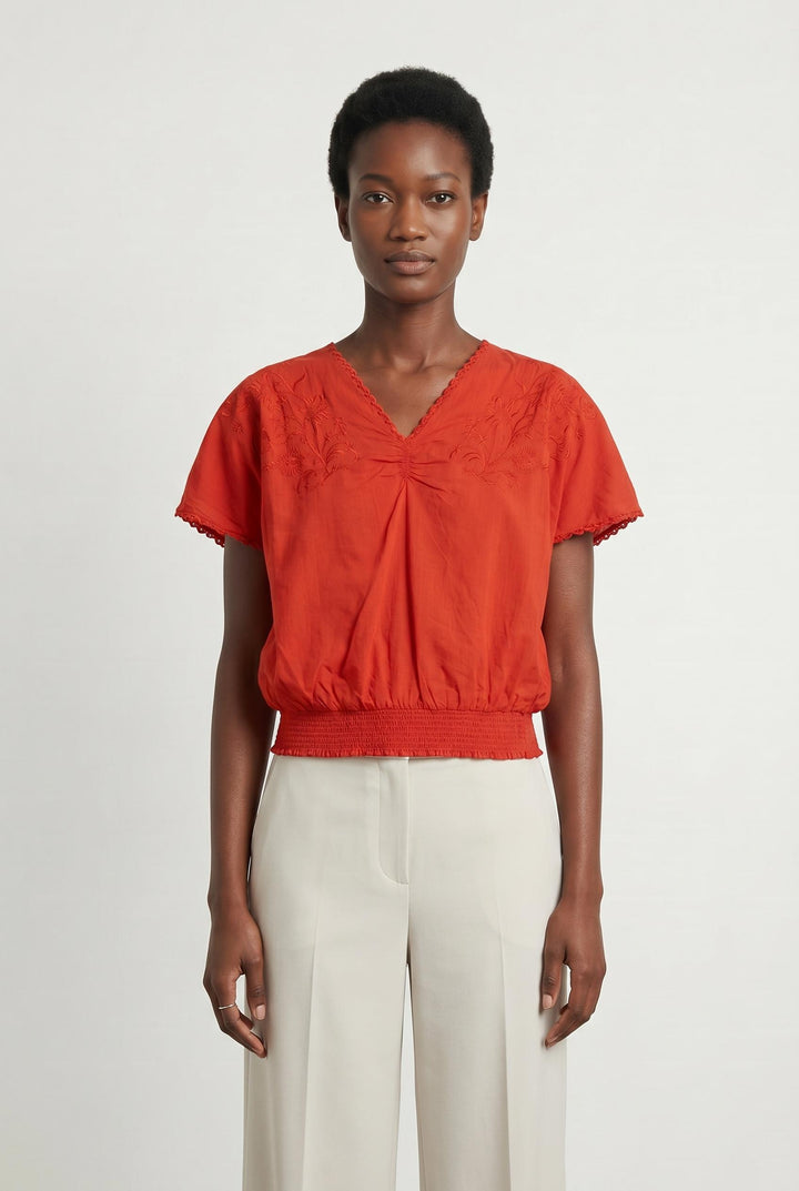 Blouse Orange - Taille S/36 de la marque La Fée Maraboutée | PARAD106646 - Vendu par Paradigme - Image 1