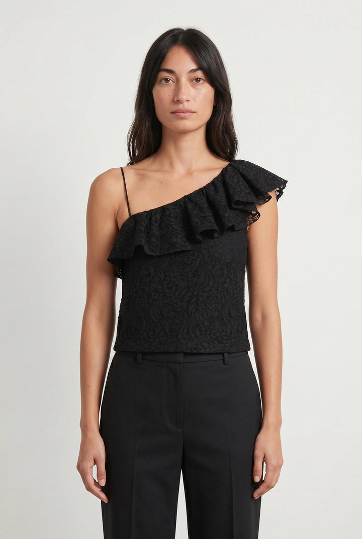 Top Asymétrique Noir - Taille S/36 de la marque Tara Jarmon | PARAD106653 - Vendu par Paradigme - Image 1