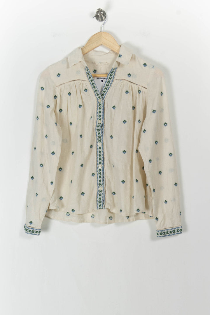 Blouse Beige et Verte - Taille S/36 de la marque Louizon | PARAD106661 - Vendu par Paradigme - Image 2
