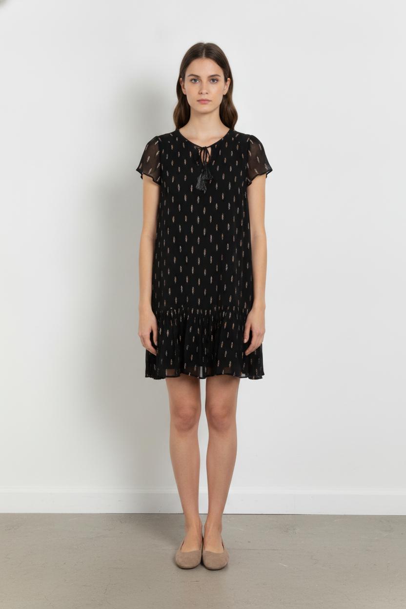 Robe Courte Noire et Marron - Taille S/36 de la marque IKKS | PARAD106676 - Vendu par Paradigme - Image 1
