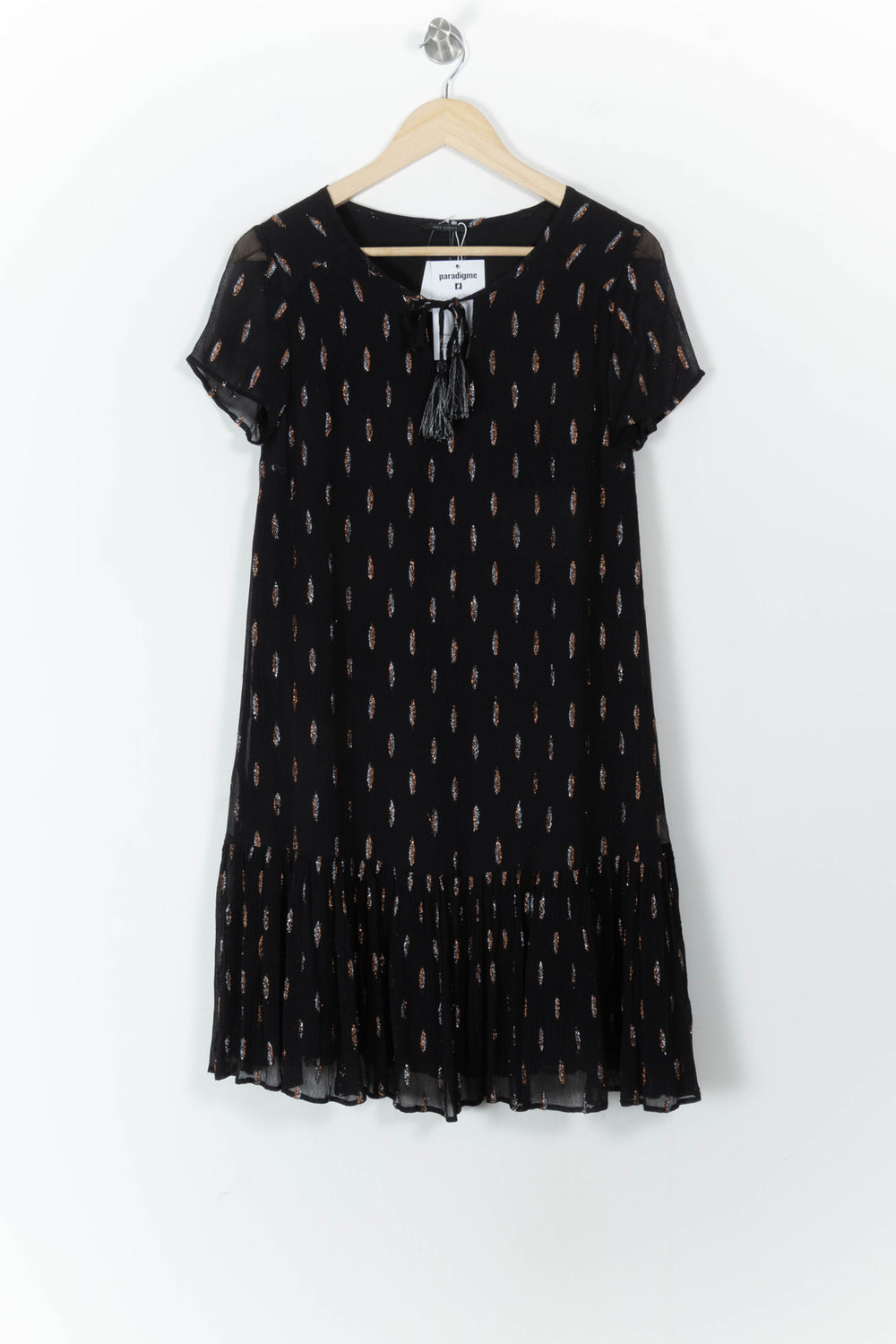 Robe Courte Noire et Marron - Taille S/36 de la marque IKKS | PARAD106676 - Vendu par Paradigme - Image 2