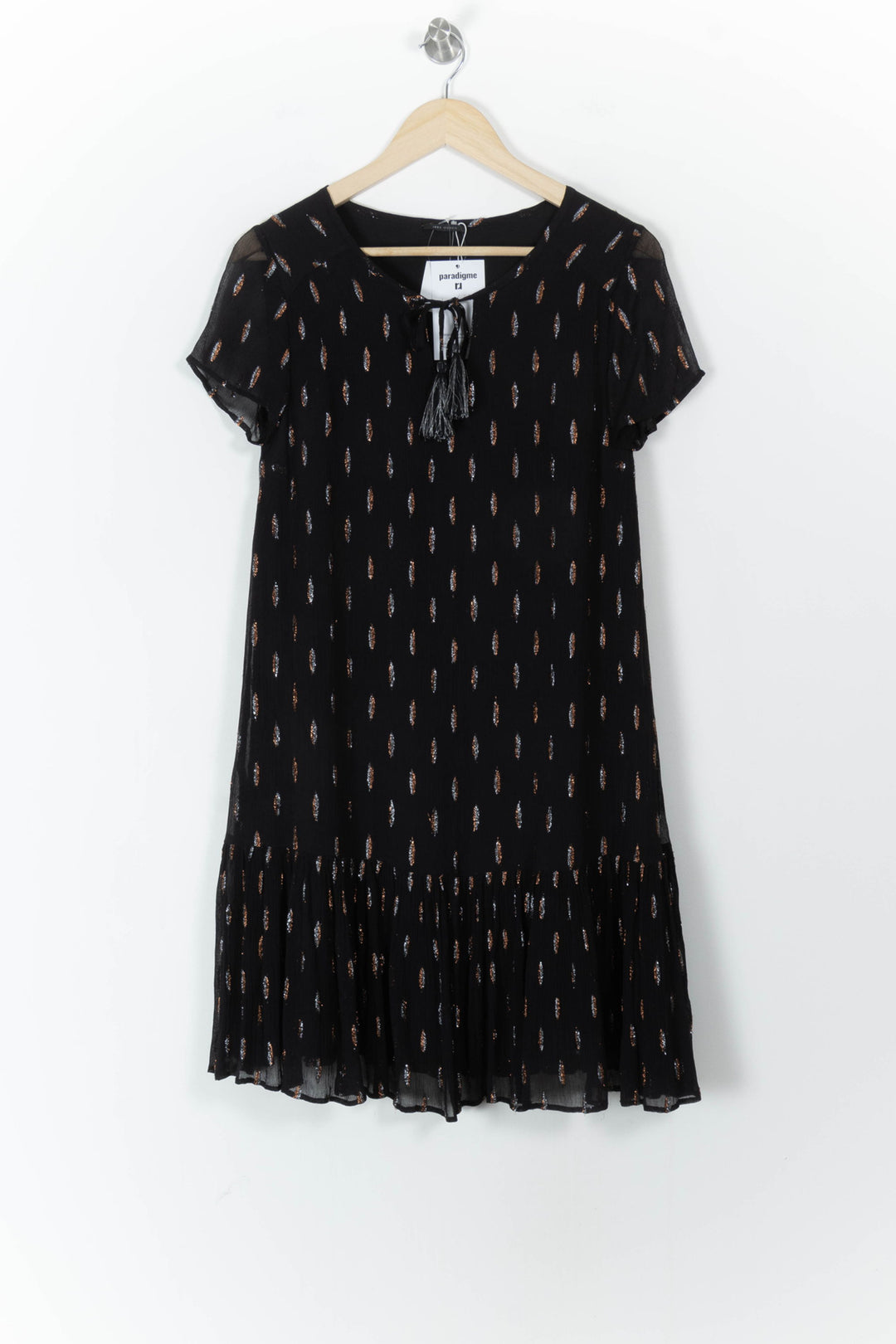 Robe Courte Noire et Marron - Taille S/36 de la marque IKKS | PARAD106676 - Vendu par Paradigme - Image 2