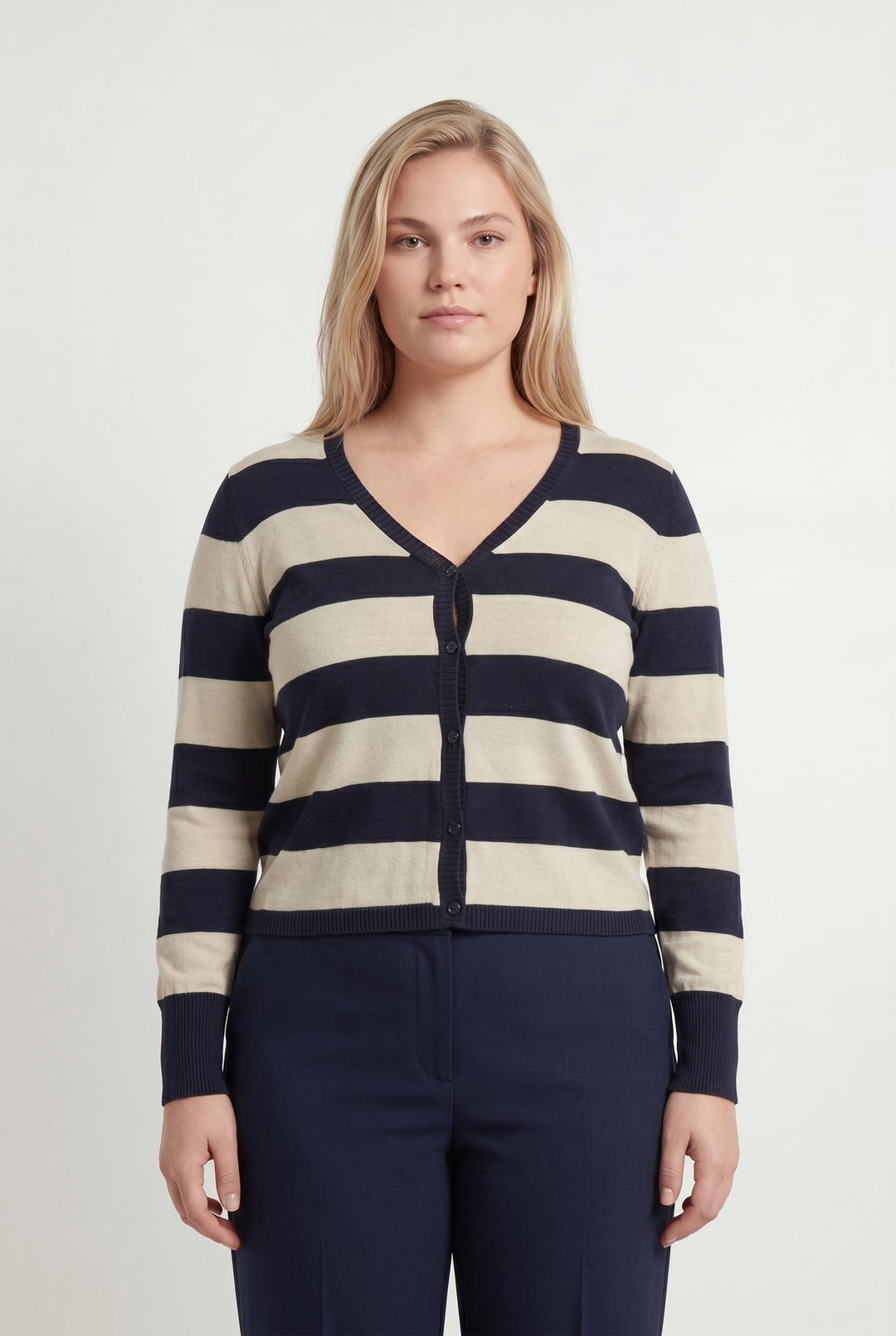 Cardigan Bleu Marine et Beige - Taille XL/42 de la marque Weekend Max Mara | PARAD106690 - Vendu par Paradigme - Image 1
