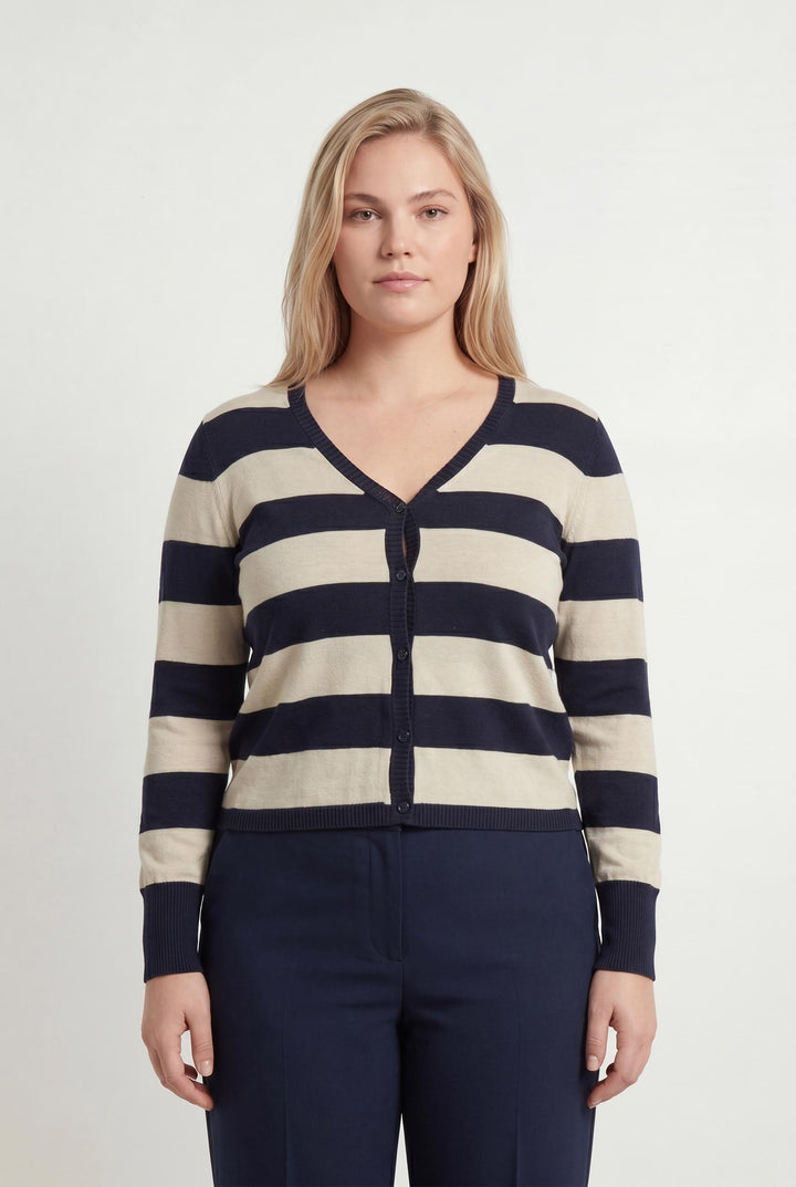 Cardigan Bleu Marine et Beige - Taille XL/42 de la marque Weekend Max Mara | PARAD106690 - Vendu par Paradigme - Image 1