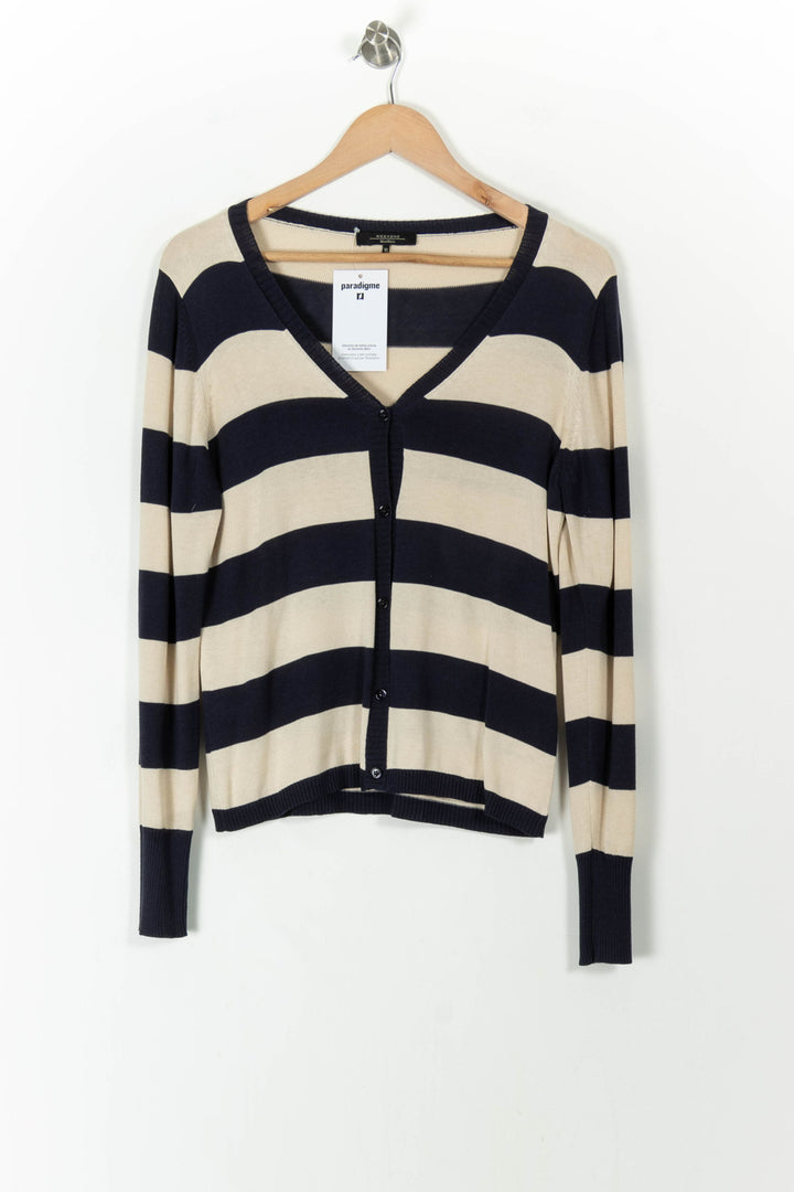 Cardigan Bleu Marine et Beige - Taille XL/42 de la marque Weekend Max Mara | PARAD106690 - Vendu par Paradigme - Image 2