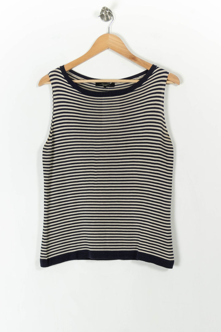 Débardeur Rayé Bleu Marine et Blanc - Taille XL/42 de la marque Weekend Max Mara | PARAD106692 - Vendu par Paradigme - Image 2