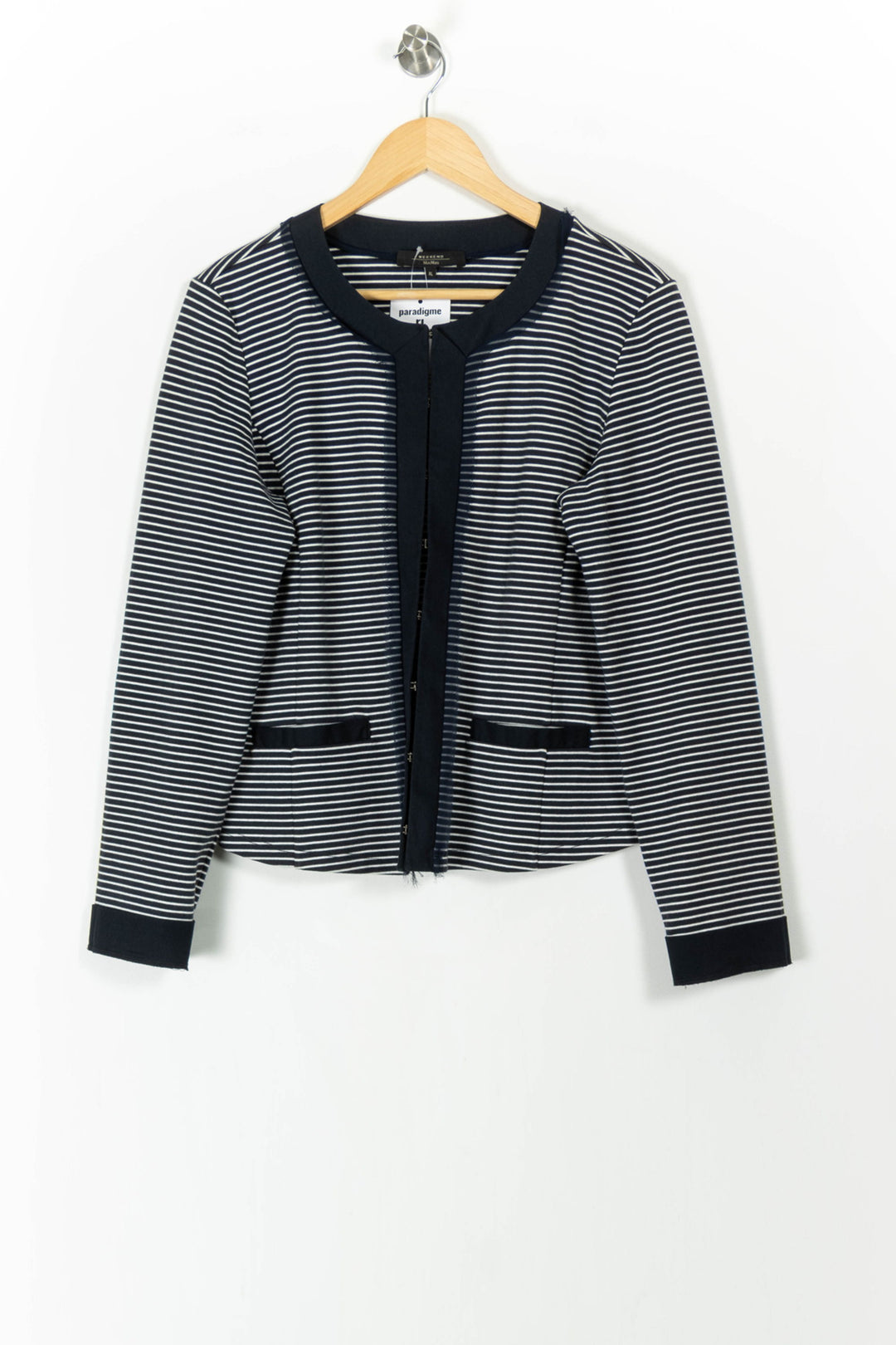 Cardigan Bleu Marine et Blanc - Taille XL/42 de la marque Weekend Max Mara | PARAD106696 - Vendu par Paradigme - Image 2