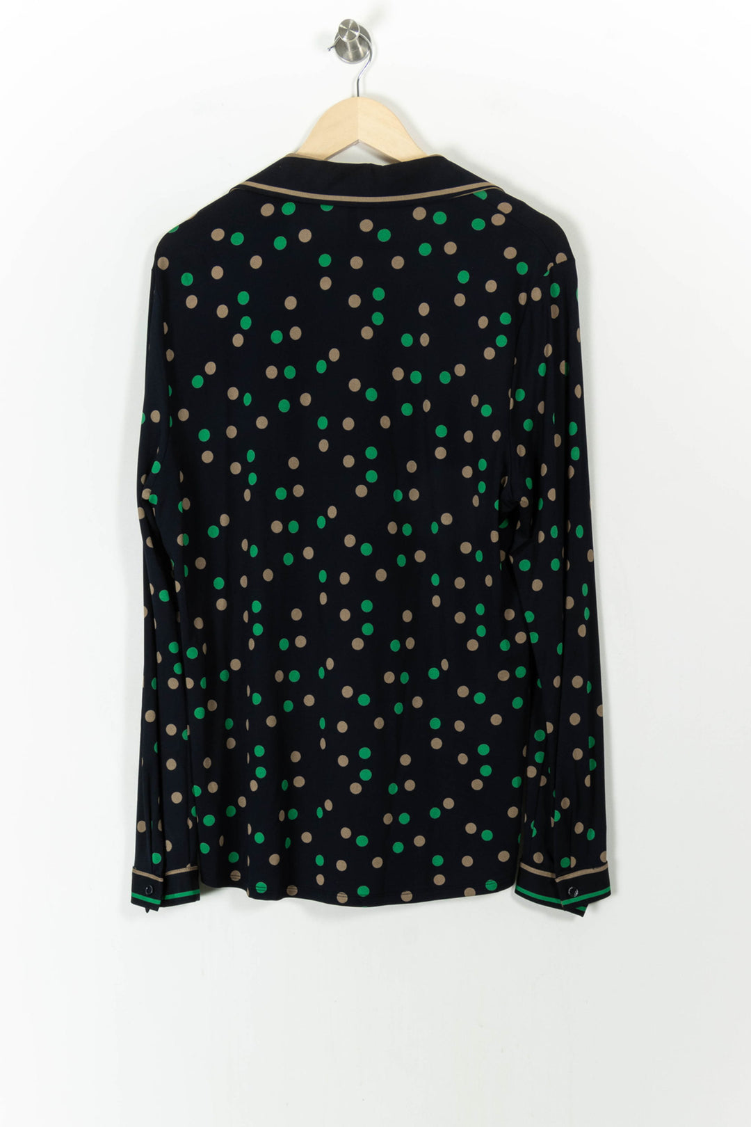 Chemise Noire à Pois Verts et Beiges - Taille XXL/44 de la marque Indies | PARAD106703 - Vendu par Paradigme - Image 4