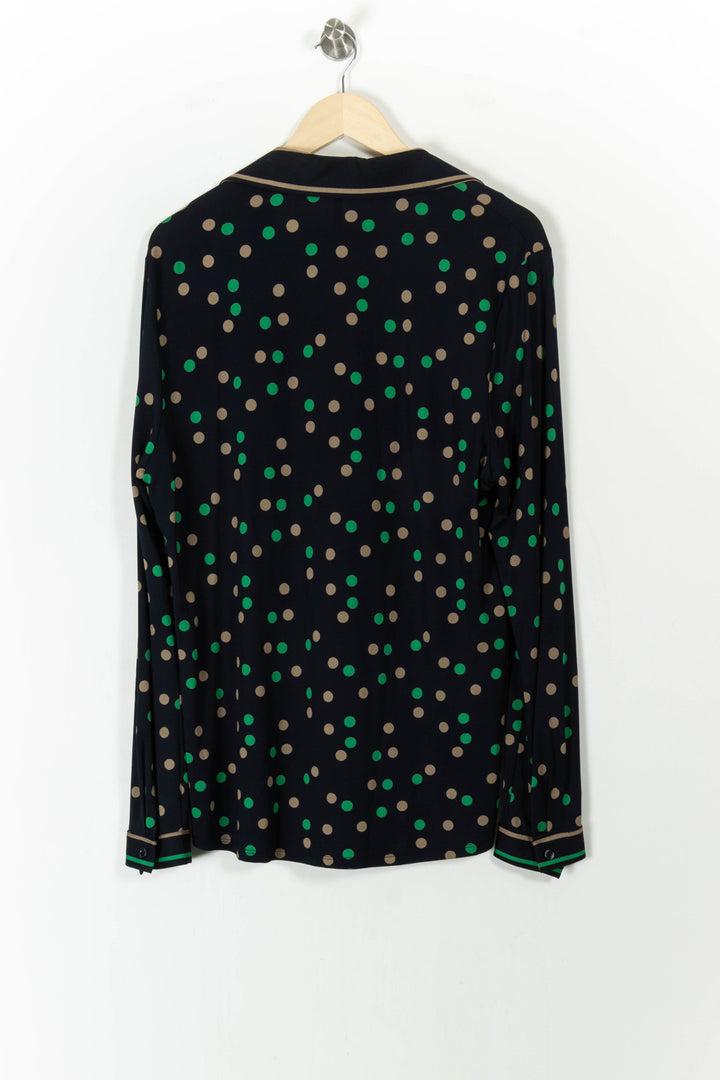 Chemise Noire à Pois Verts et Beiges - Taille XXL/44 de la marque Indies | PARAD106703 - Vendu par Paradigme - Image 4