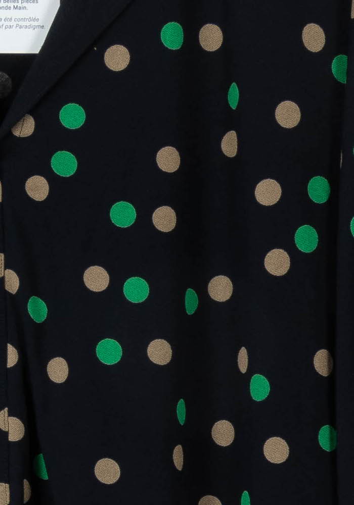 Chemise Noire à Pois Verts et Beiges - Taille XXL/44 de la marque Indies | PARAD106703 - Vendu par Paradigme - Image 3