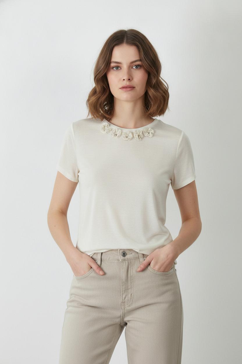 T-shirt Beige - Taille L/40 de la marque Maje | PARAD106706 - Vendu par Paradigme - Image 1
