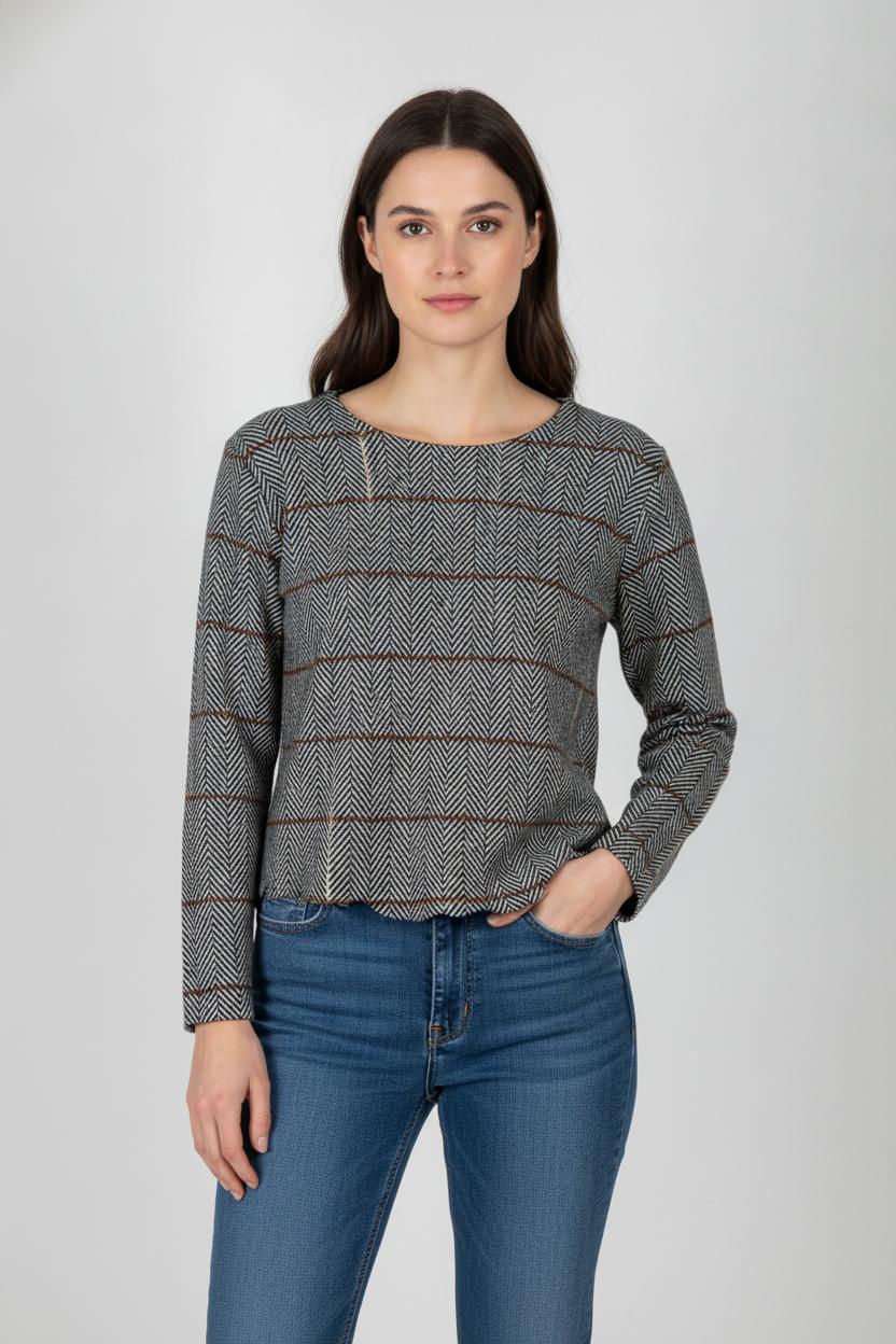 Pull Gris et Marron - Taille XS/34 de la marque SAAJ | PARAD106710 - Vendu par Paradigme - Image 1