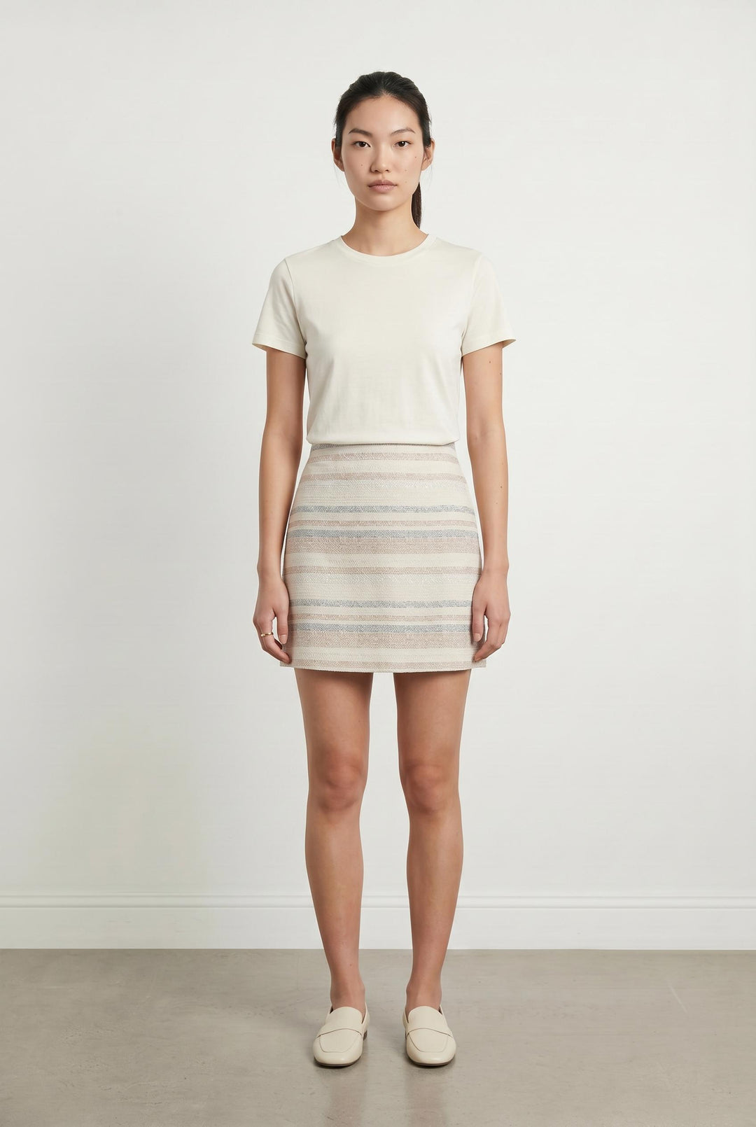 Jupe Courte Beige et Gris - Taille S/36 de la marque Caroll | PARAD106724 - Vendu par Paradigme - Image 1