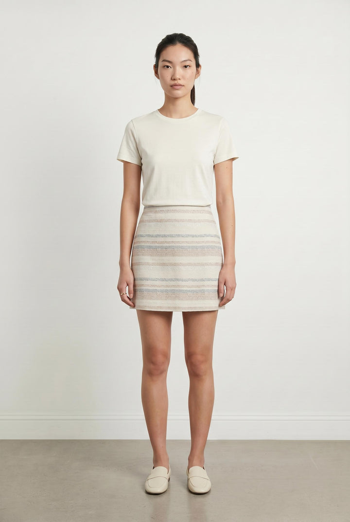 Jupe Courte Beige et Gris - Taille S/36 de la marque Caroll | PARAD106724 - Vendu par Paradigme - Image 1