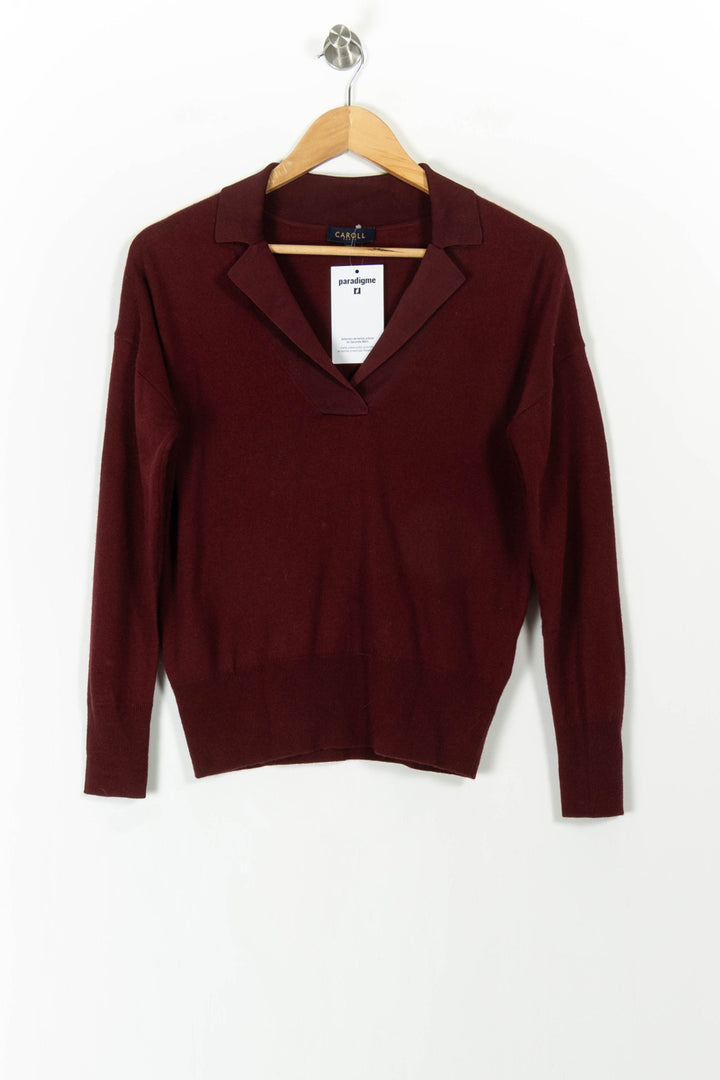 Pull Bordeaux - Taille XS/34 de la marque Caroll | PARAD106726 - Vendu par Paradigme - Image 2