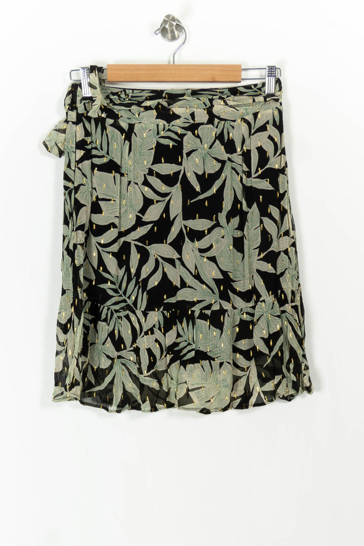 Jupe Portefeuille Noire et Verte - Taille M/38 de la marque Caroll | PARAD106730 - Vendu par Paradigme - Image 4