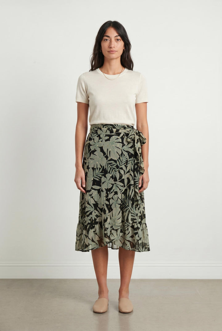 Jupe Portefeuille Noire et Verte - Taille M/38 de la marque Caroll | PARAD106730 - Vendu par Paradigme - Image 1