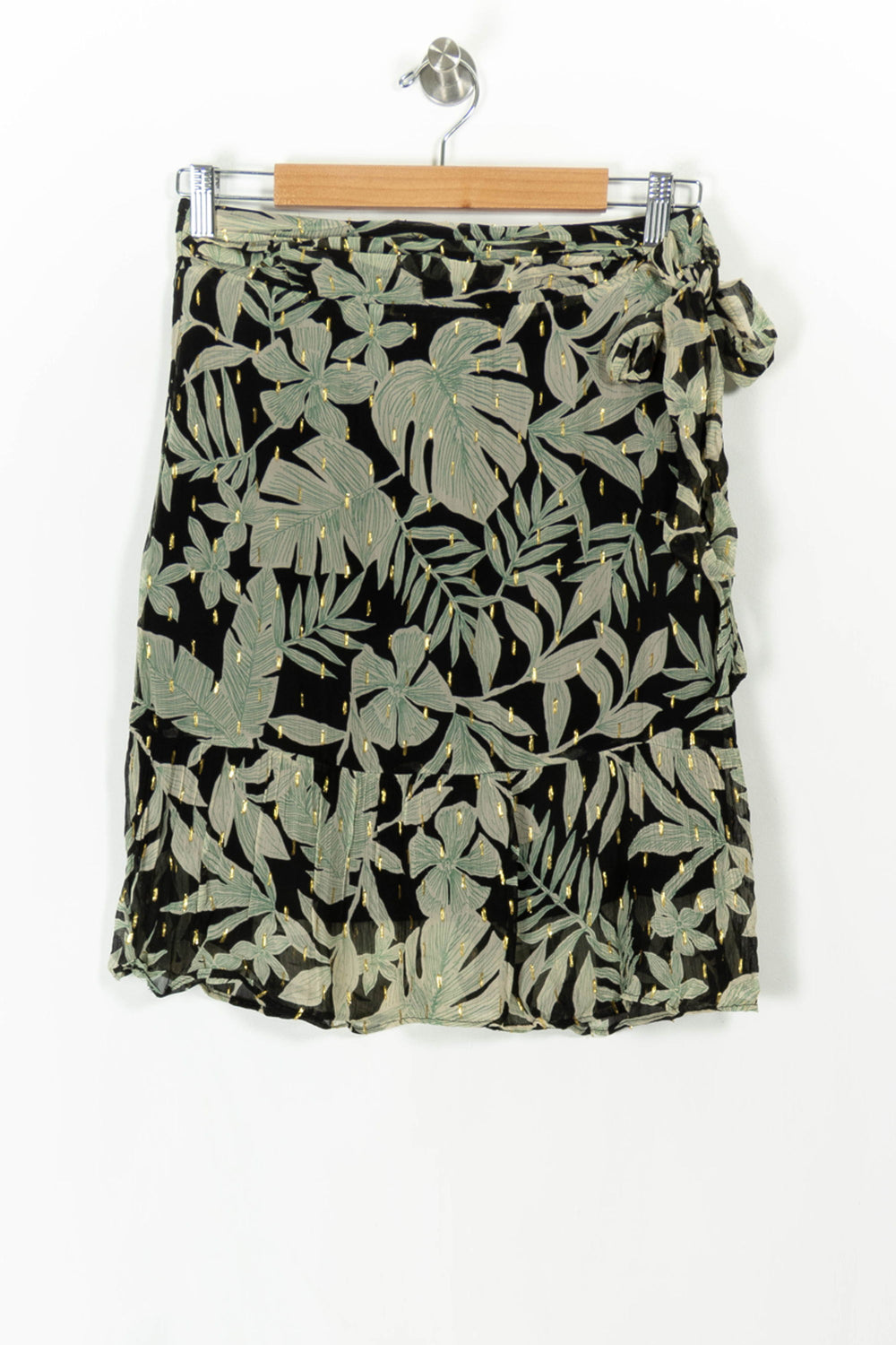 Jupe Portefeuille Noire et Verte - Taille M/38 de la marque Caroll | PARAD106730 - Vendu par Paradigme - Image 2