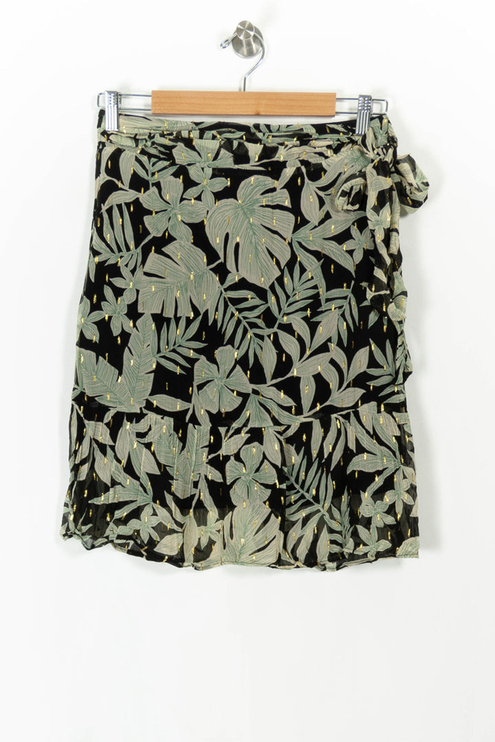 Jupe Portefeuille Noire et Verte - Taille M/38 de la marque Caroll | PARAD106730 - Vendu par Paradigme - Image 2