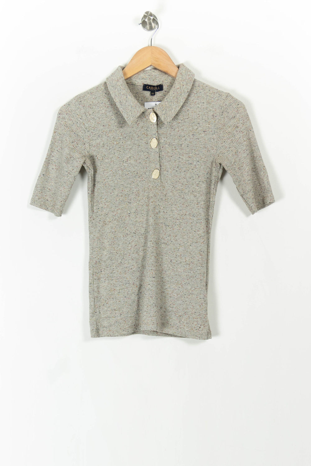 Polo Gris - Taille XS/34 de la marque Caroll | PARAD106732 - Vendu par Paradigme - Image 2