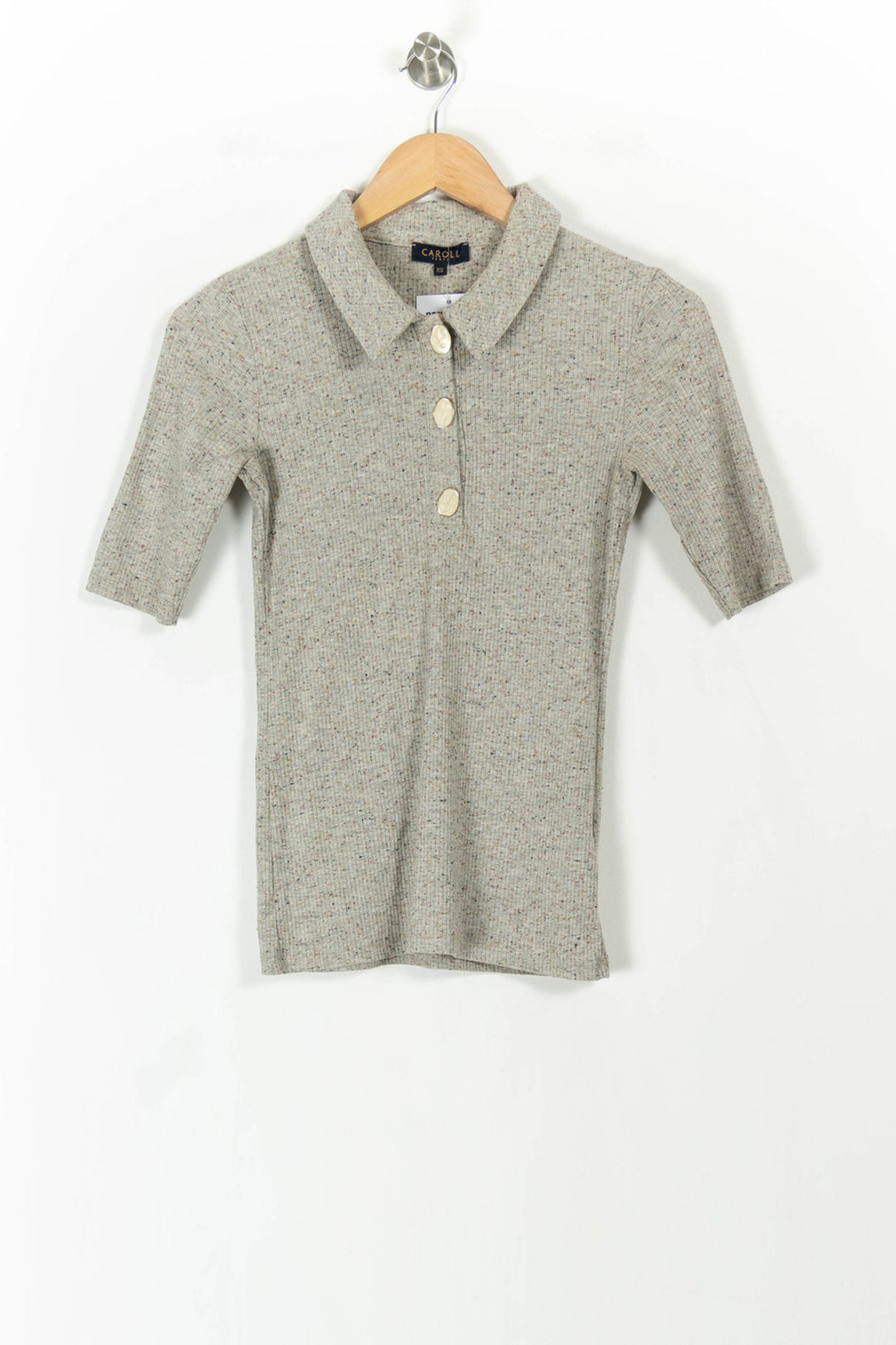 Polo Gris - Taille XS/34 de la marque Caroll | PARAD106732 - Vendu par Paradigme - Image 2