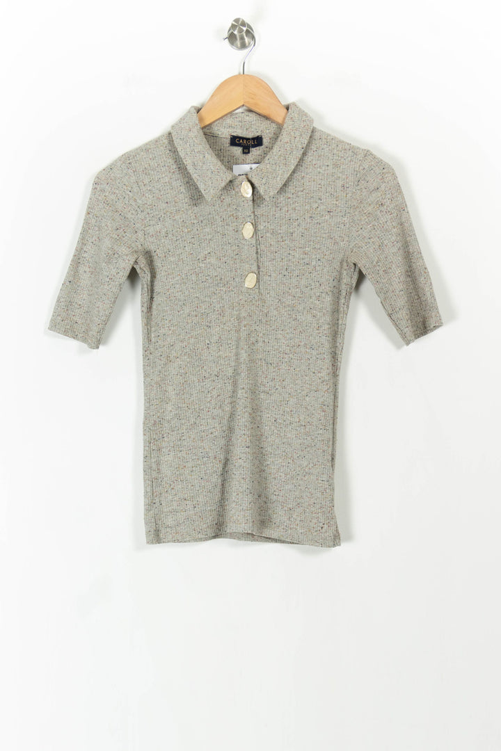 Polo Gris - Taille XS/34 de la marque Caroll | PARAD106732 - Vendu par Paradigme - Image 2