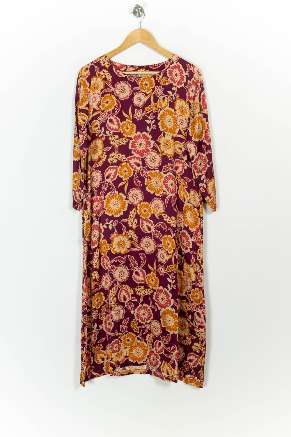 Robe Longue Bordeaux et Orange - Taille S/36 de la marque Indies | PARAD106794 - Vendu par Paradigme - Image 2