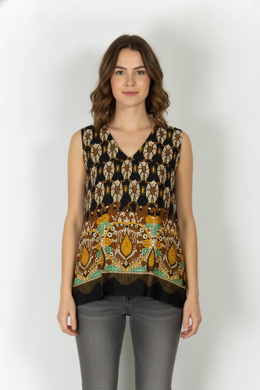 Débardeur Marron et Noir - Taille XXXL/46 de la marque Indies | PARAD106802 - Vendu par Paradigme - Image 1