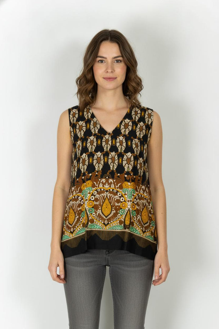 Débardeur Marron et Noir - Taille XXXL/46 de la marque Indies | PARAD106802 - Vendu par Paradigme - Image 1