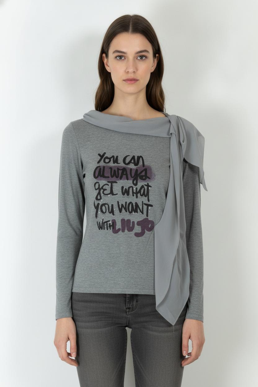 T-shirt Manches Longues Gris - Taille L/40 de la marque Liu Jo | PARAD106816 - Vendu par Paradigme - Image 1