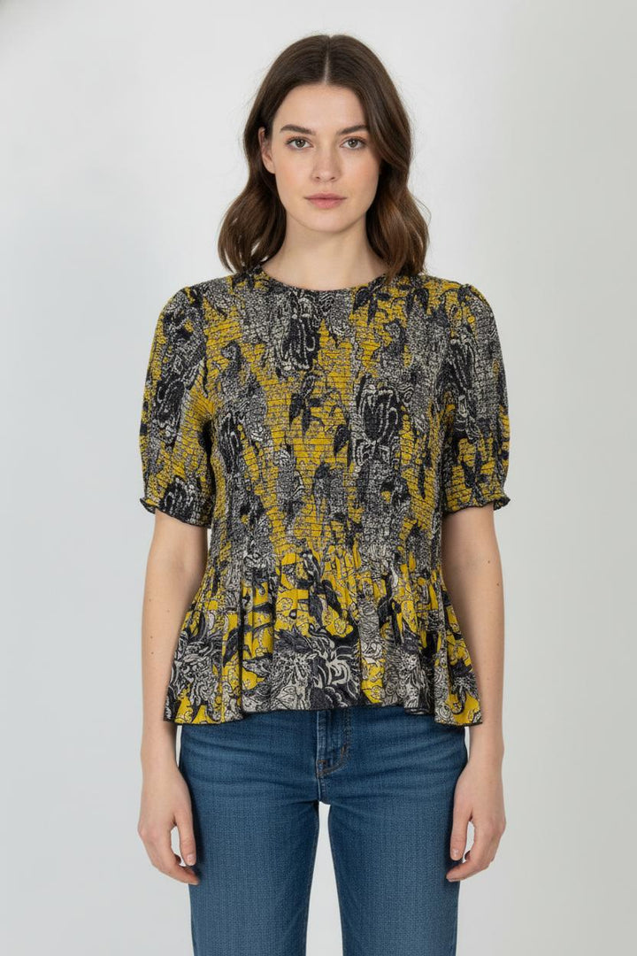 Blouse Jaune et Noire - Taille XXXL/46 de la marque Indies | PARAD106822 - Vendu par Paradigme - Image 1