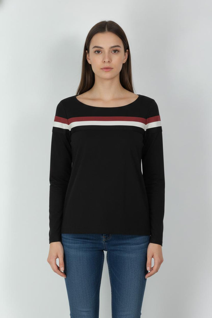 Tee-shirt à Manches Longues Noir et Rouge - Taille XXXL/46 de la marque Indies | PARAD106825 - Vendu par Paradigme - Image 1