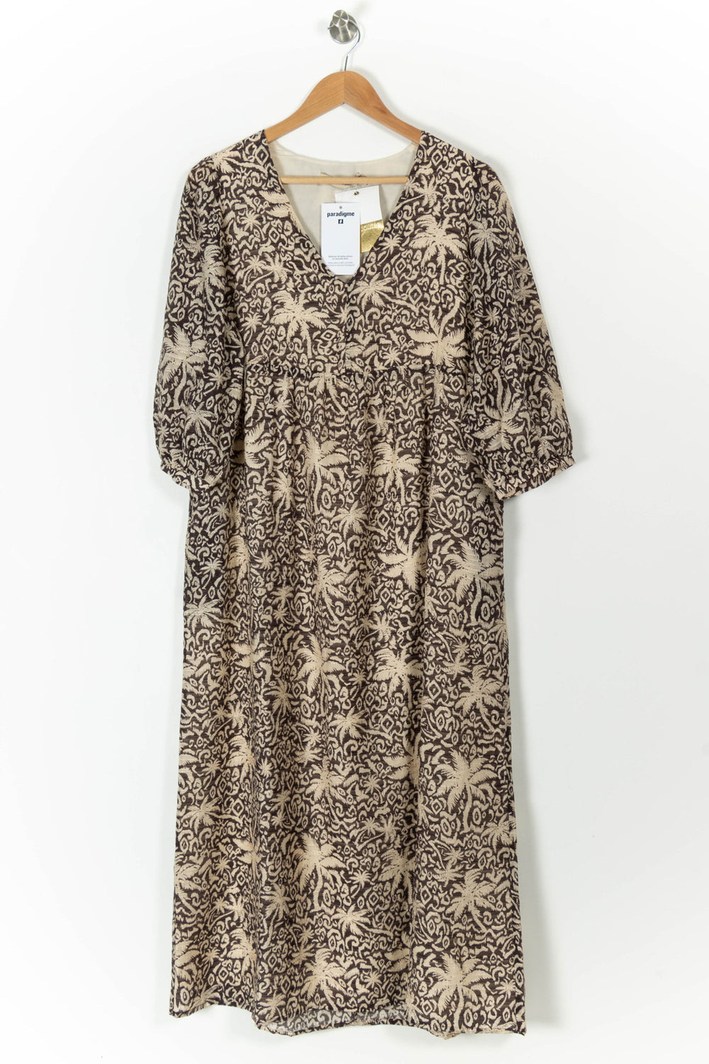 Robe Midi Marron et Beige - Taille M/38 de la marque La Fée Maraboutée | PARAD106827 - Vendu par Paradigme - Image 2