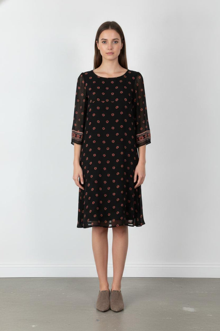 Robe Évasée Noire et Rouge - Taille S/36 de la marque Claudie Pierlot | PARAD106831 - Vendu par Paradigme - Image 1